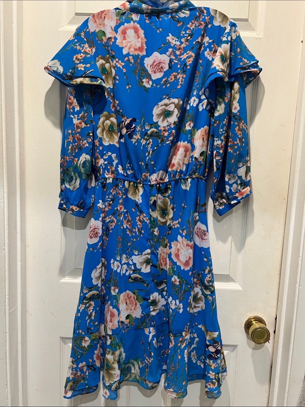 Walter Baker Bright Blue Floral Ruffle Midi Dress - Picture 8 of 9